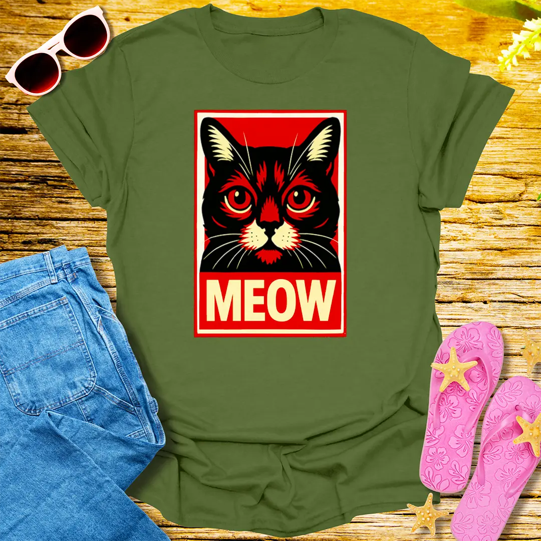 Revolutionary Meow T-Shirt - Military Green