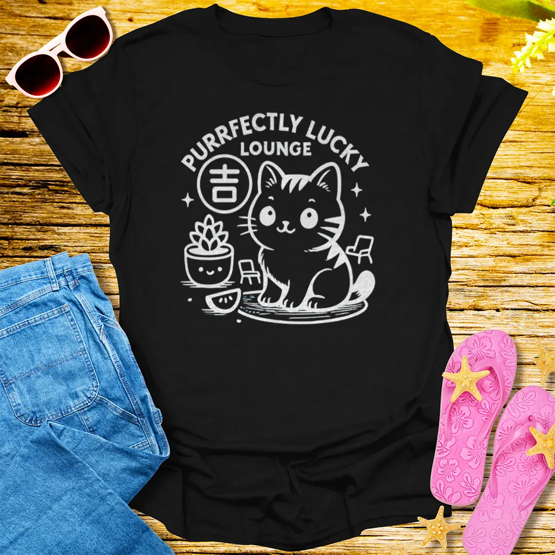 Purrfectly Lucky Lounge T-Shirt - Black
