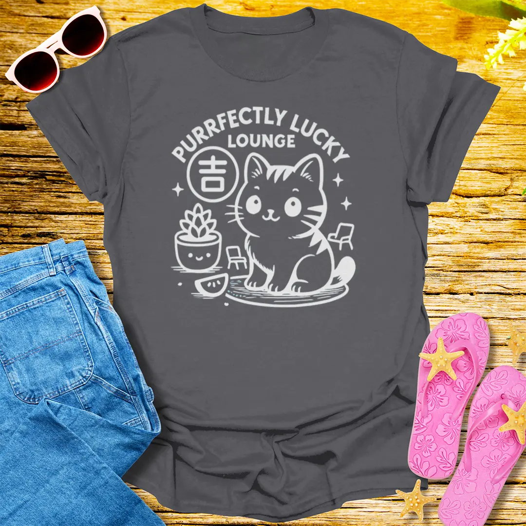 Purrfectly Lucky Lounge T-Shirt - Charcoal