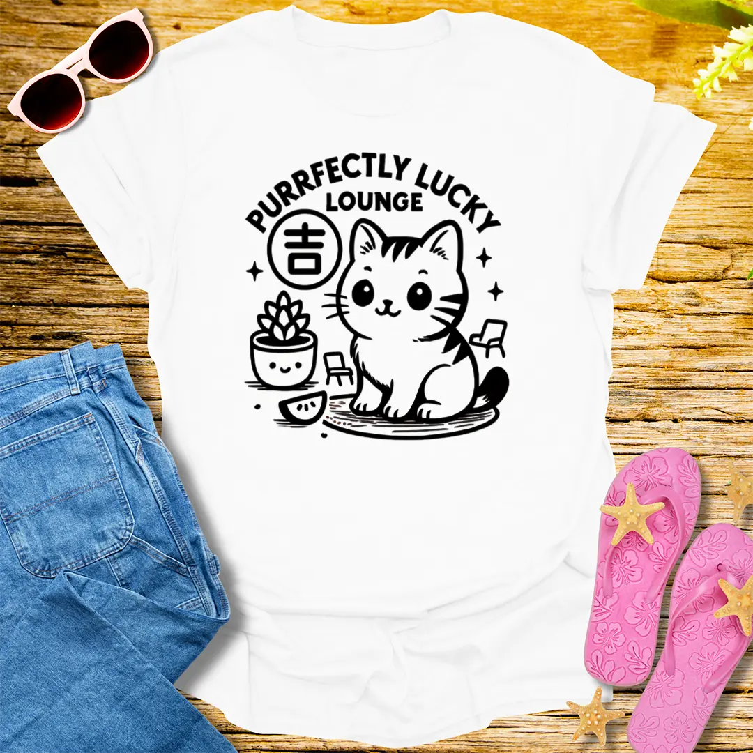 Purrfectly Lucky Lounge T-Shirt - White