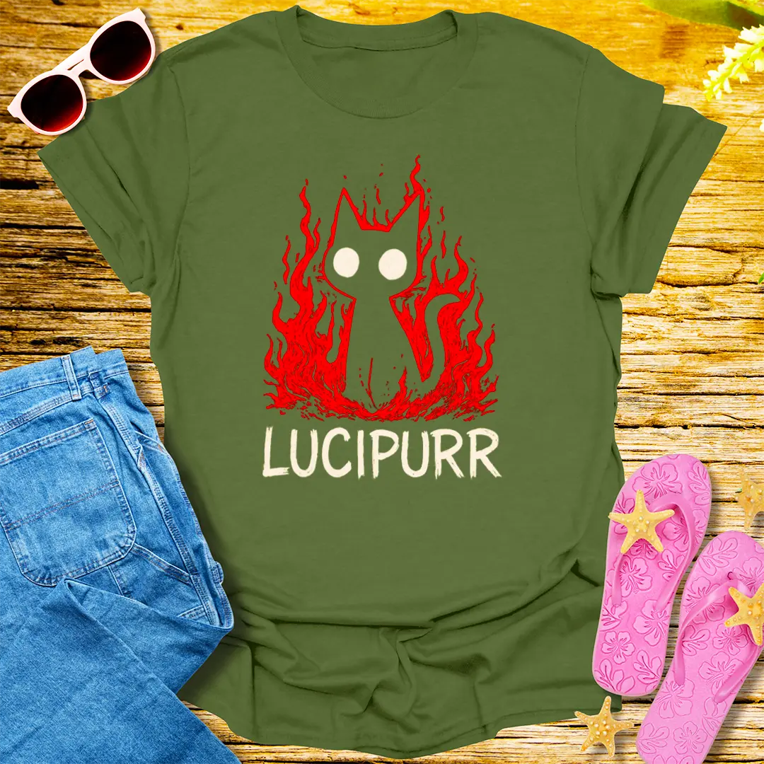 Lucipurr Firestarter T-Shirt - Military Green