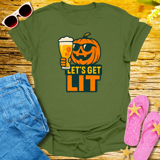 Let's Get Lit T-Shirt - Military Green