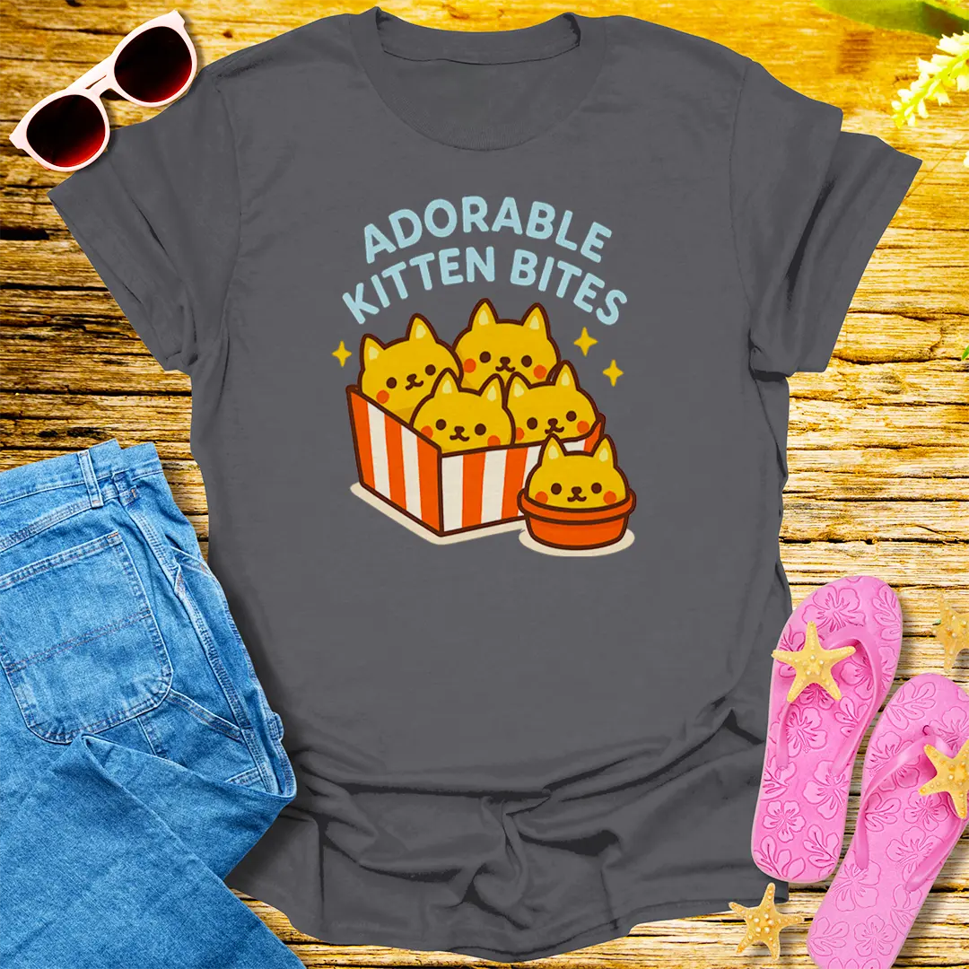 Adorable Kitten Bites T-Shirt - Charcoal