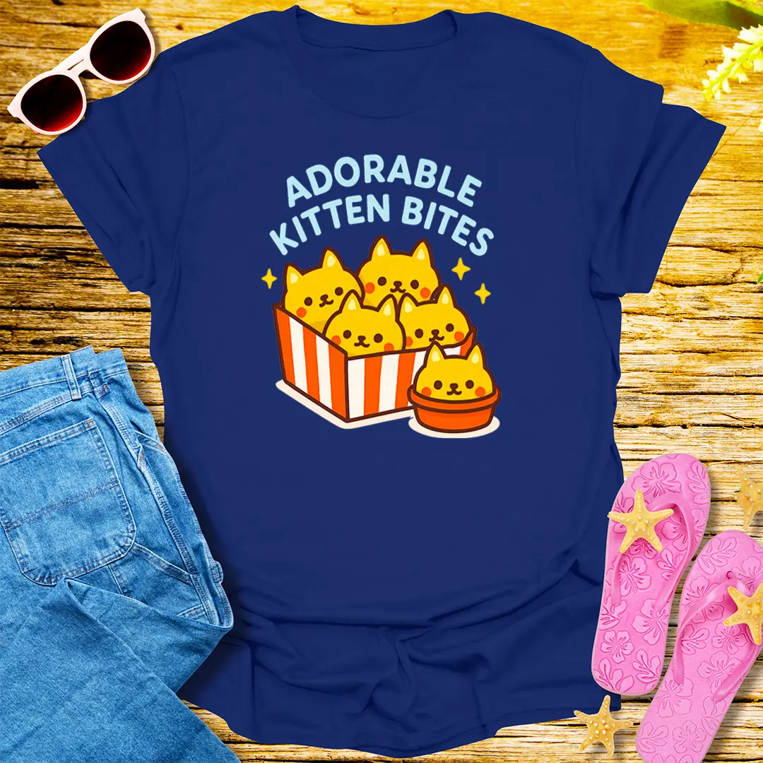 Adorable Kitten Bites T-Shirt - Navy