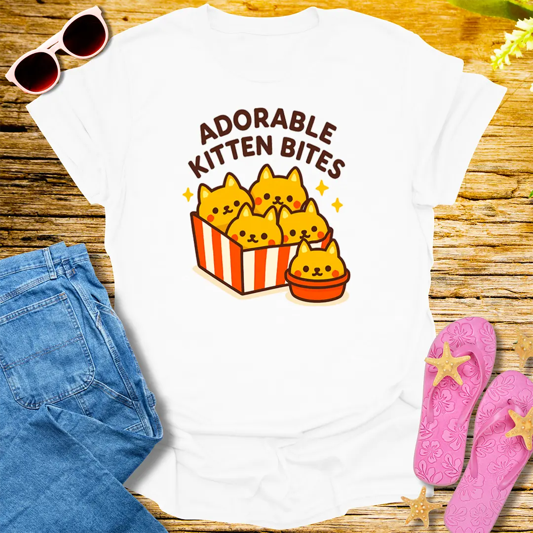 Adorable Kitten Bites T-Shirt - White