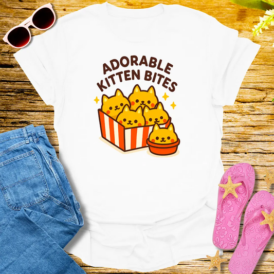 Adorable Kitten Bites T-Shirt - White