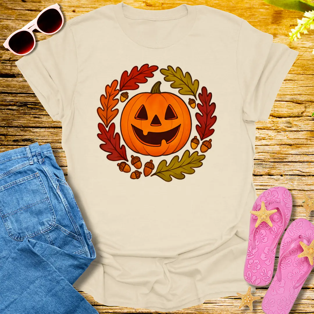 Pumpkin Patch Grin T-Shirt - Natural