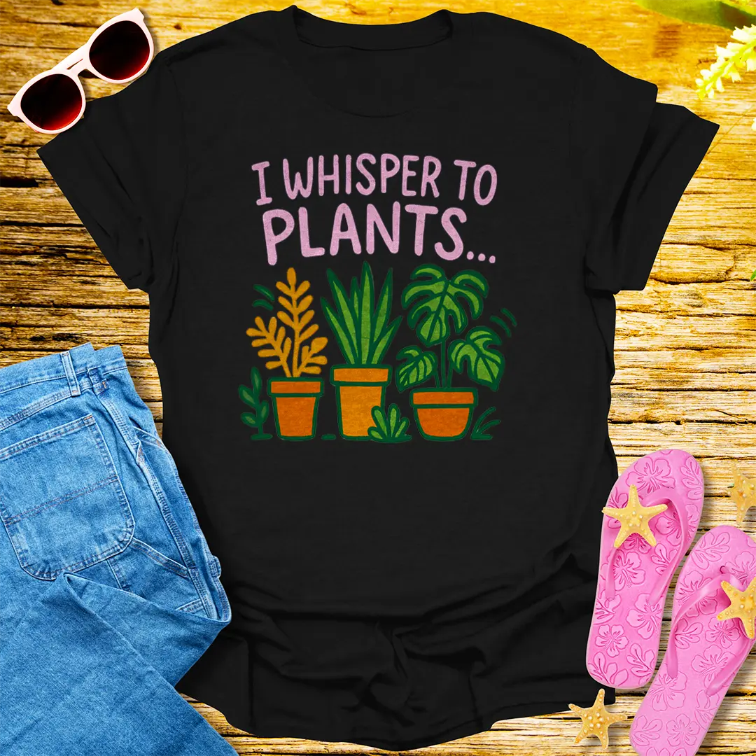 I Whisper to Plants T-Shirt - Black