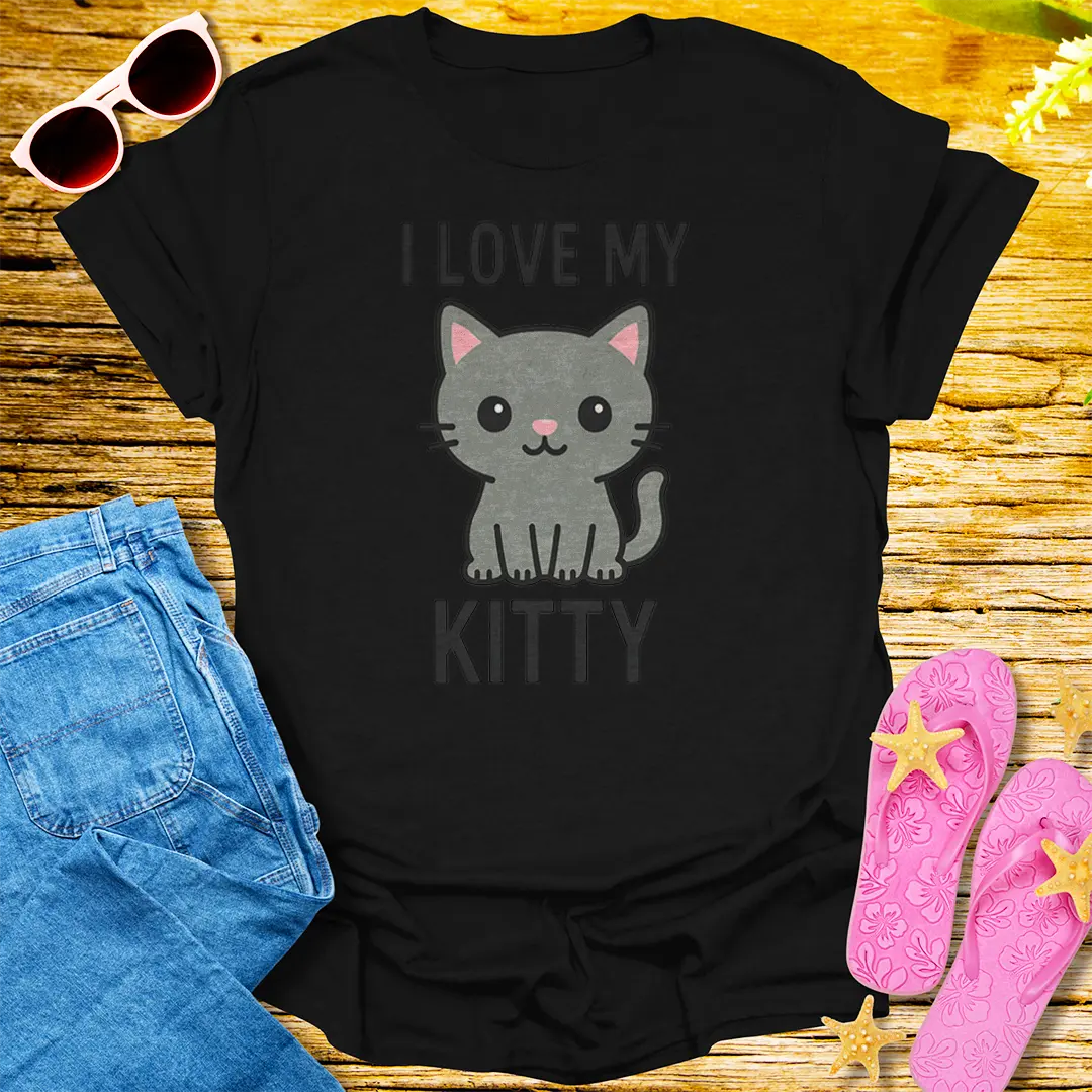 I Love My Kitty T-Shirt - Black
