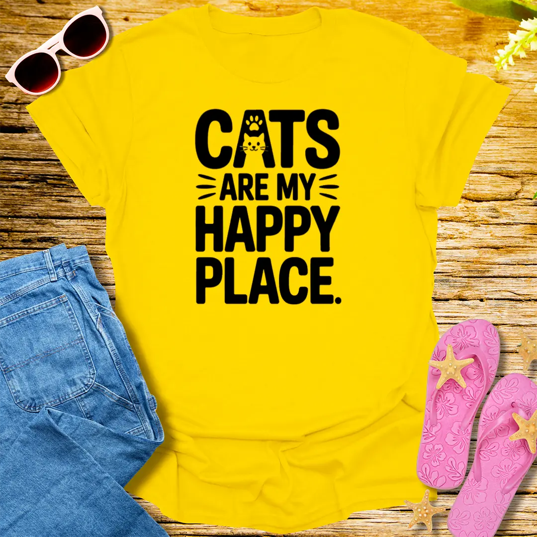 Cats Are My Happy Place T-Shirt - Daisy