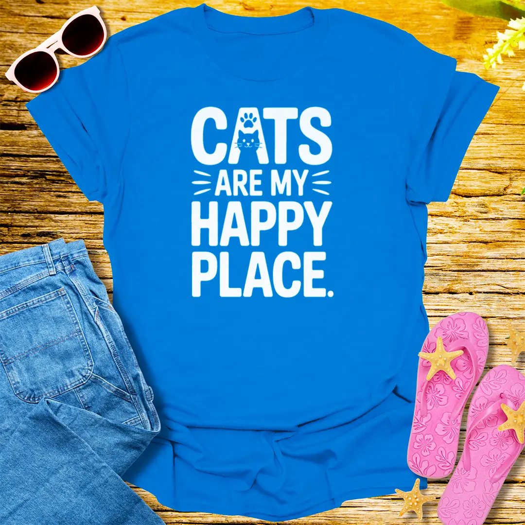 Cats Are My Happy Place T-Shirt - Royal