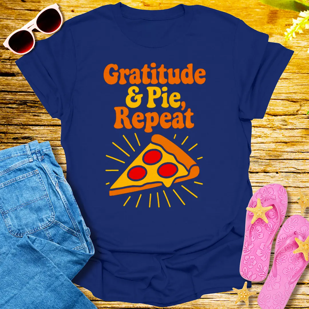 Gratitude & Pie Repeat T-Shirt - Navy