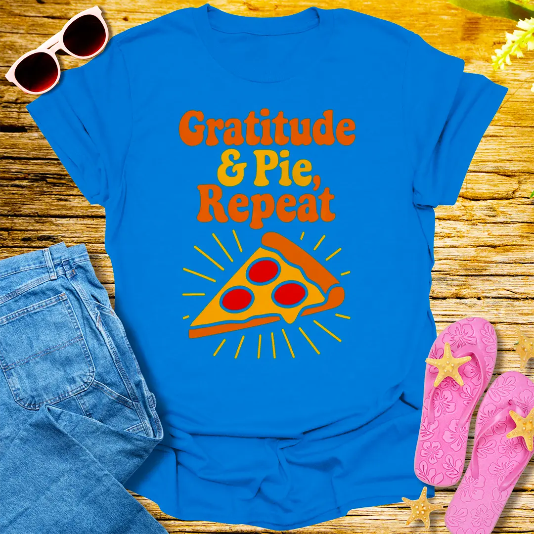 Gratitude & Pie Repeat T-Shirt - Royal