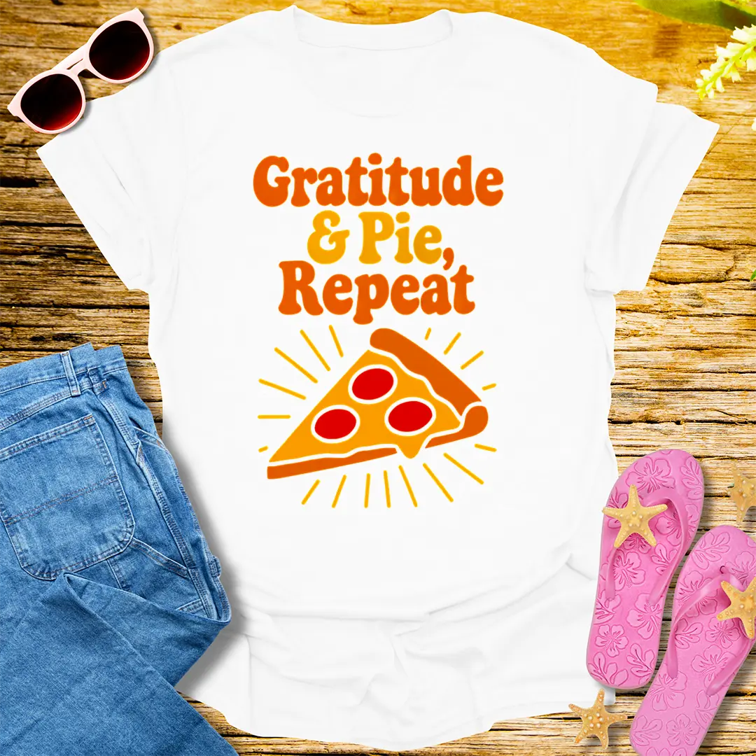 Gratitude & Pie Repeat T-Shirt - White