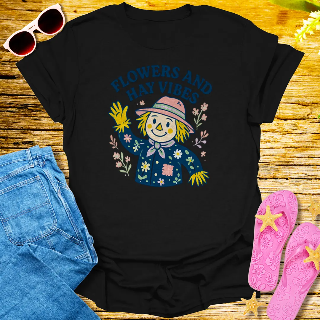 Flowers and Hay Vibes T-Shirt - Black
