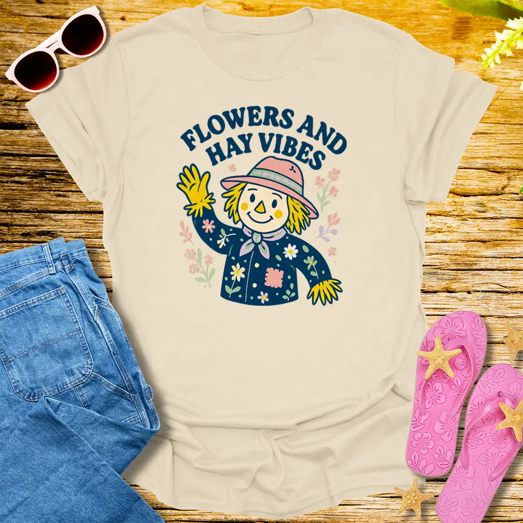 Flowers and Hay Vibes T-Shirt - Natural