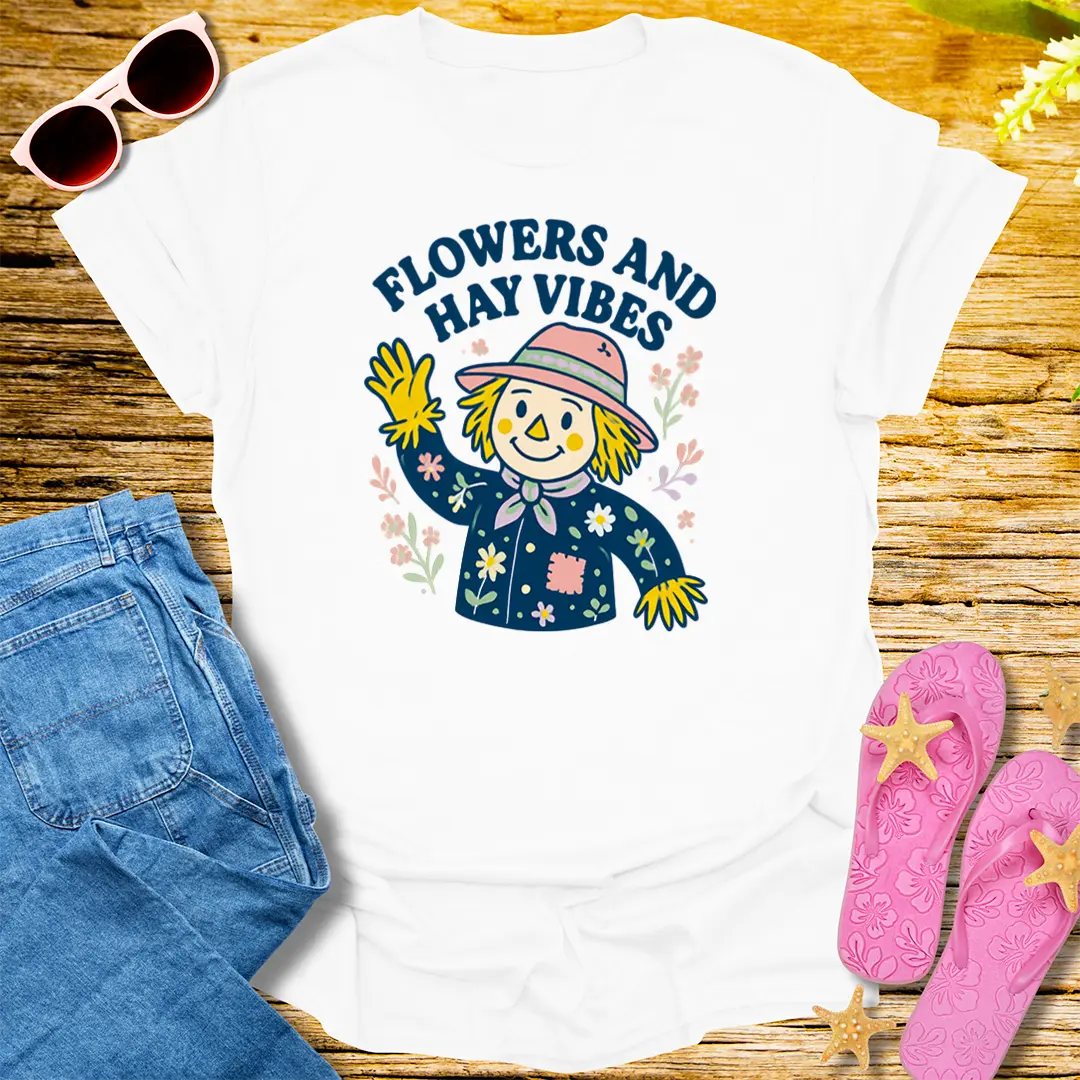Flowers and Hay Vibes T-Shirt - White
