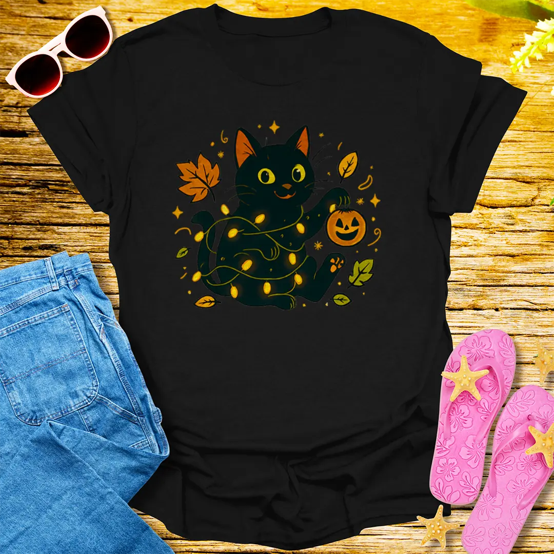 Spooky Cute Cat T-Shirt - Black