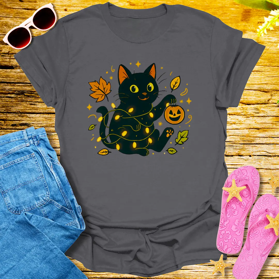 Spooky Cute Cat T-Shirt - Charcoal