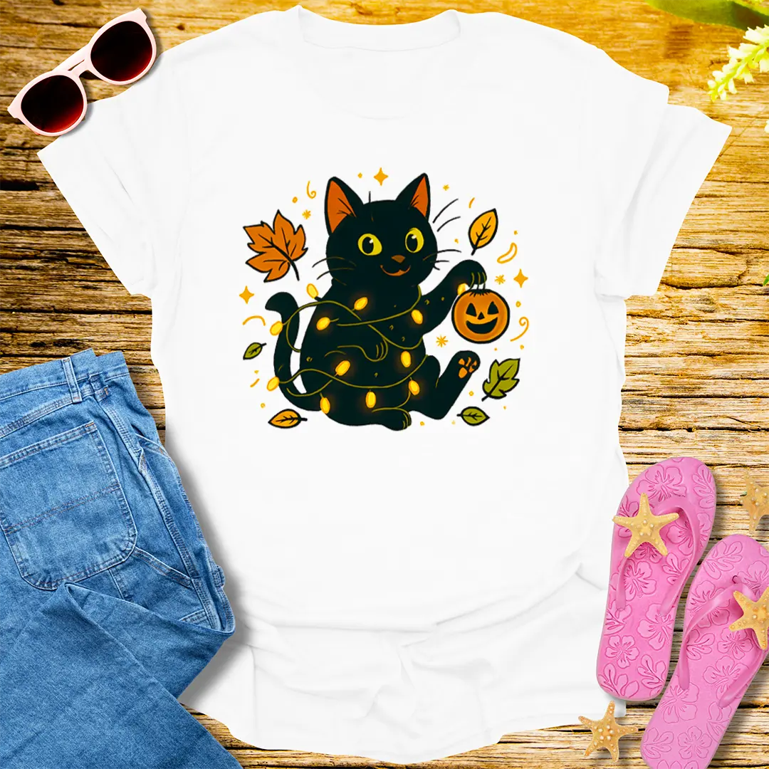 Spooky Cute Cat T-Shirt - White