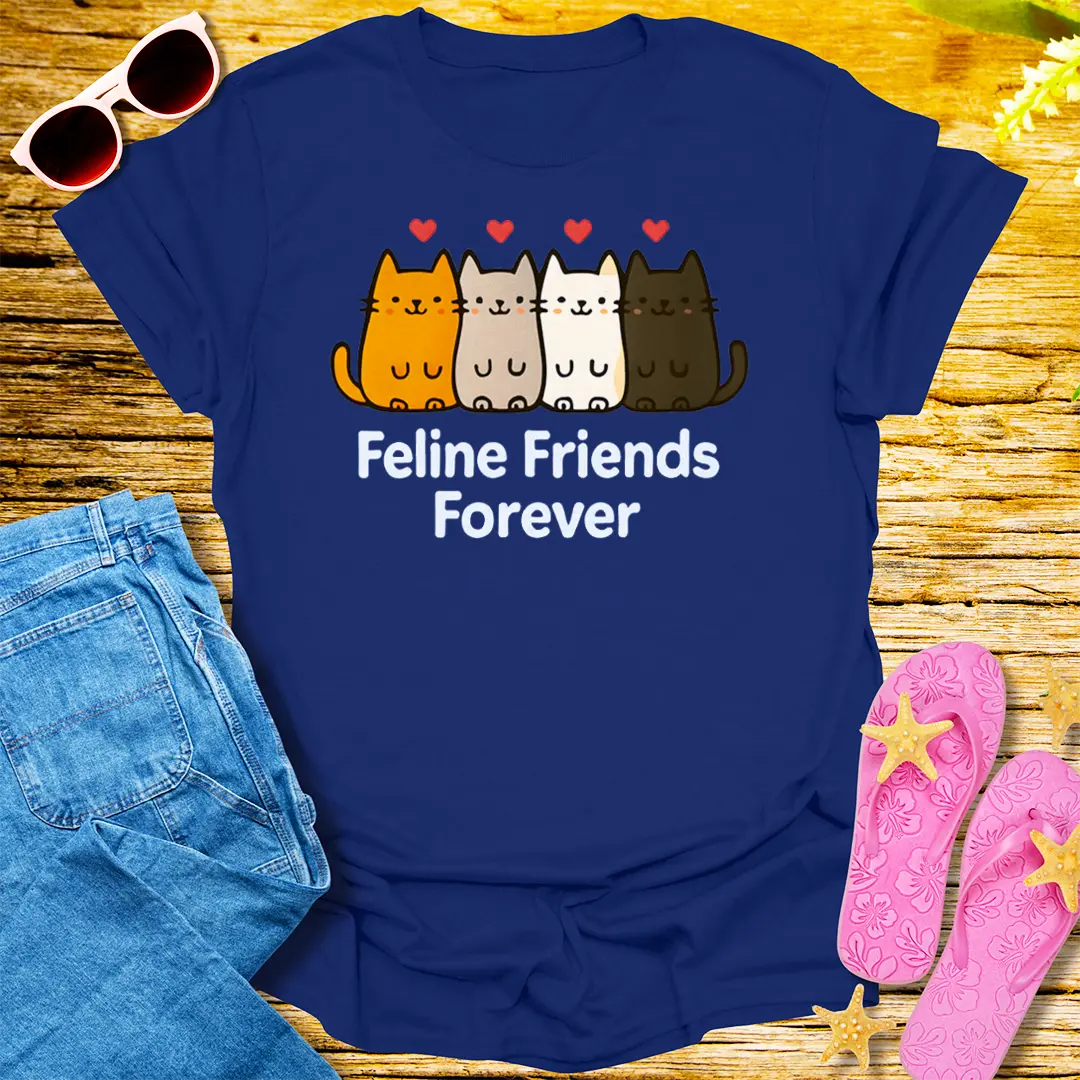 Feline Friends Forever T-Shirt - Navy