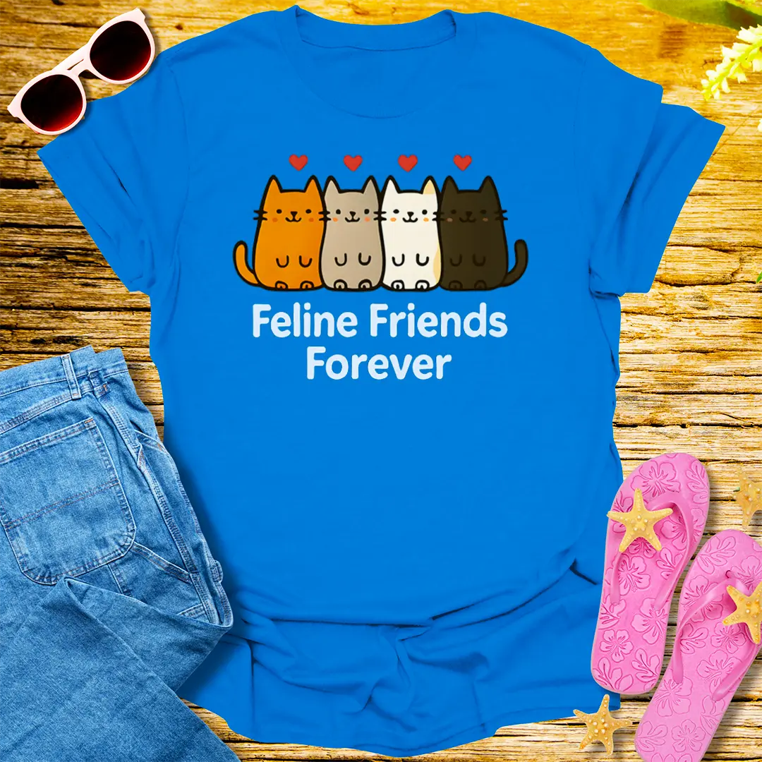 Feline Friends Forever T-Shirt - Royal