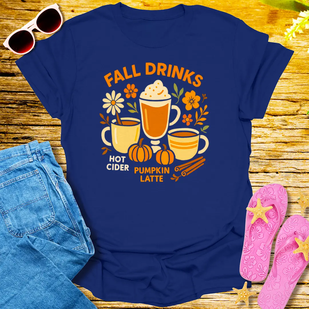 Cozy Fall Drinks T-Shirt - Navy