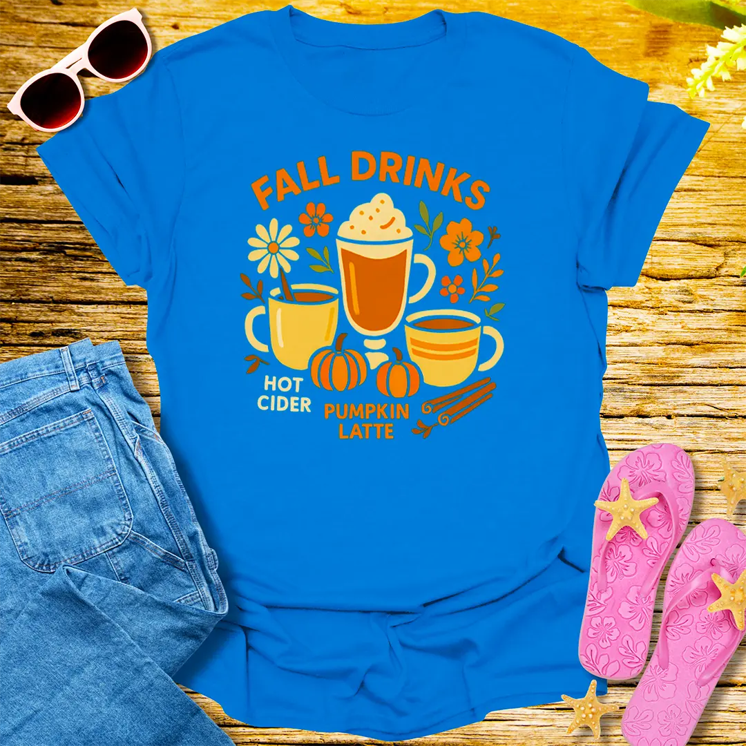 Cozy Fall Drinks T-Shirt - Royal