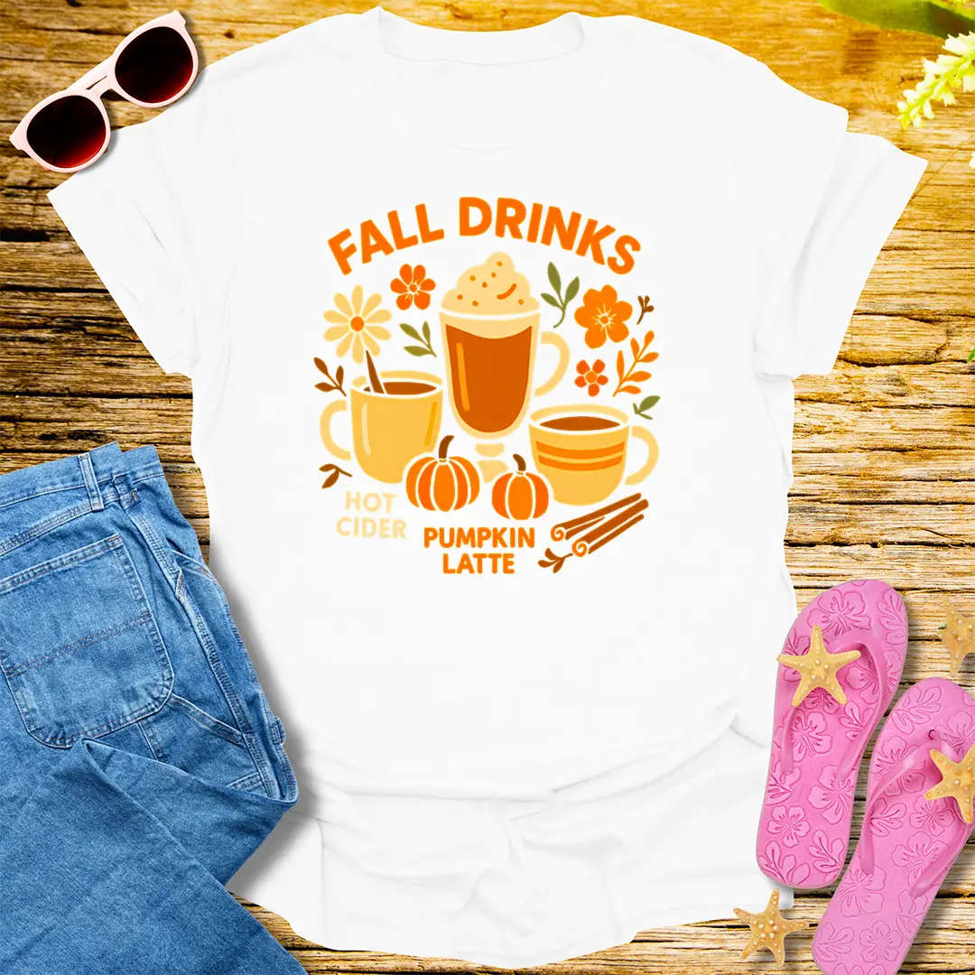 Cozy Fall Drinks T-Shirt - White