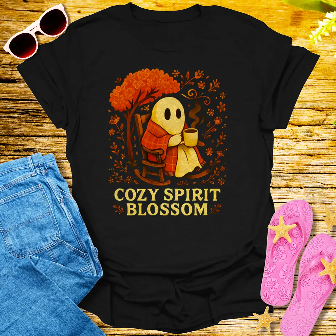 Cozy Spirit Blossom T-Shirt - Black
