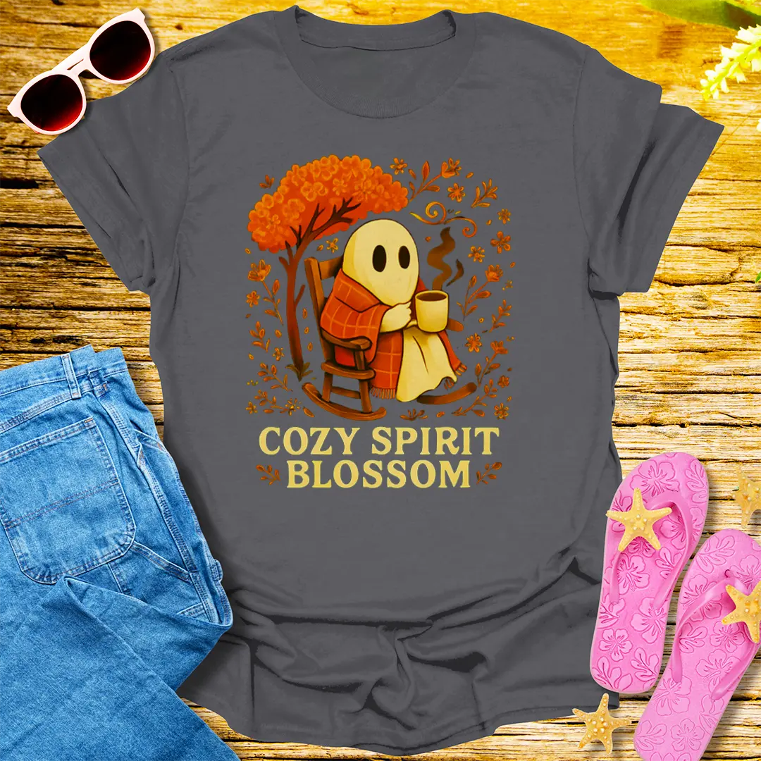 Cozy Spirit Blossom T-Shirt - Charcoal