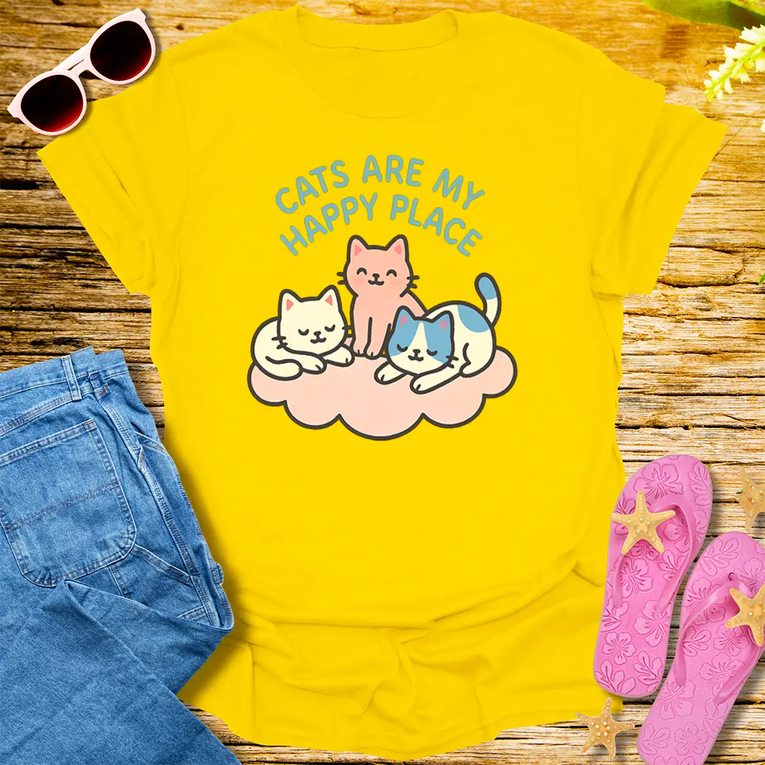 Cats Are My Happy Place T-Shirt - Daisy