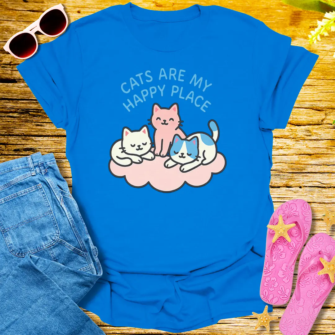 Cats Are My Happy Place T-Shirt - Royal