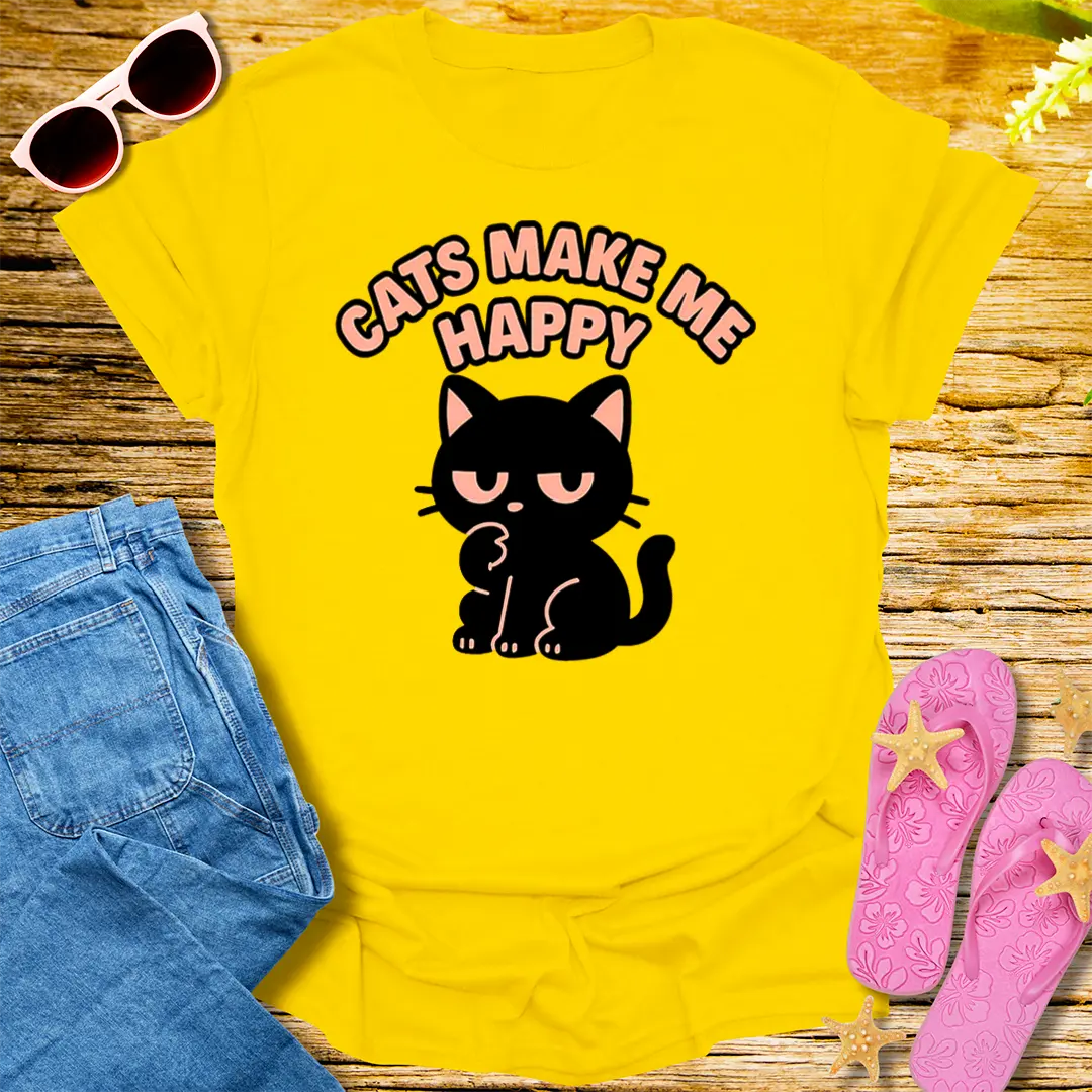 Cats Make Me Happy T-Shirt - Daisy