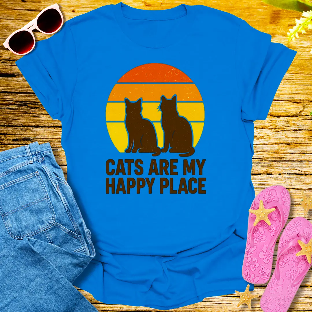 Cats Are My Happy Place T-Shirt - Royal