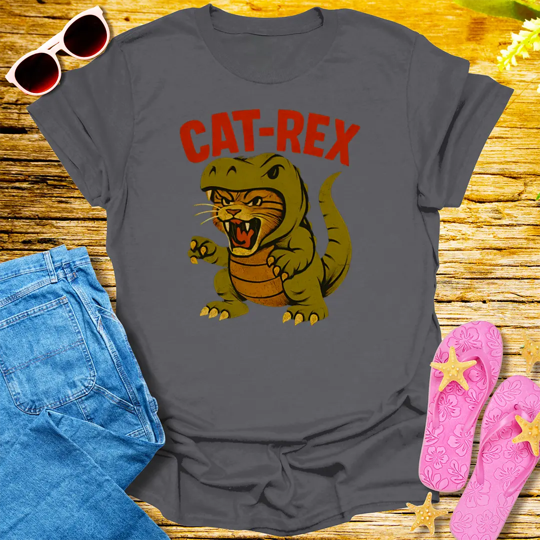 Cat-Rex Attack T-Shirt - Charcoal