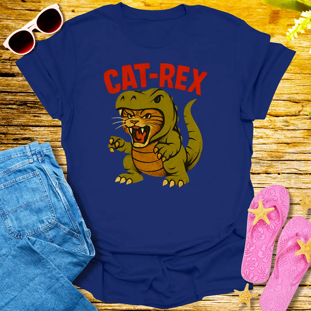 Cat-Rex Attack T-Shirt - Navy
