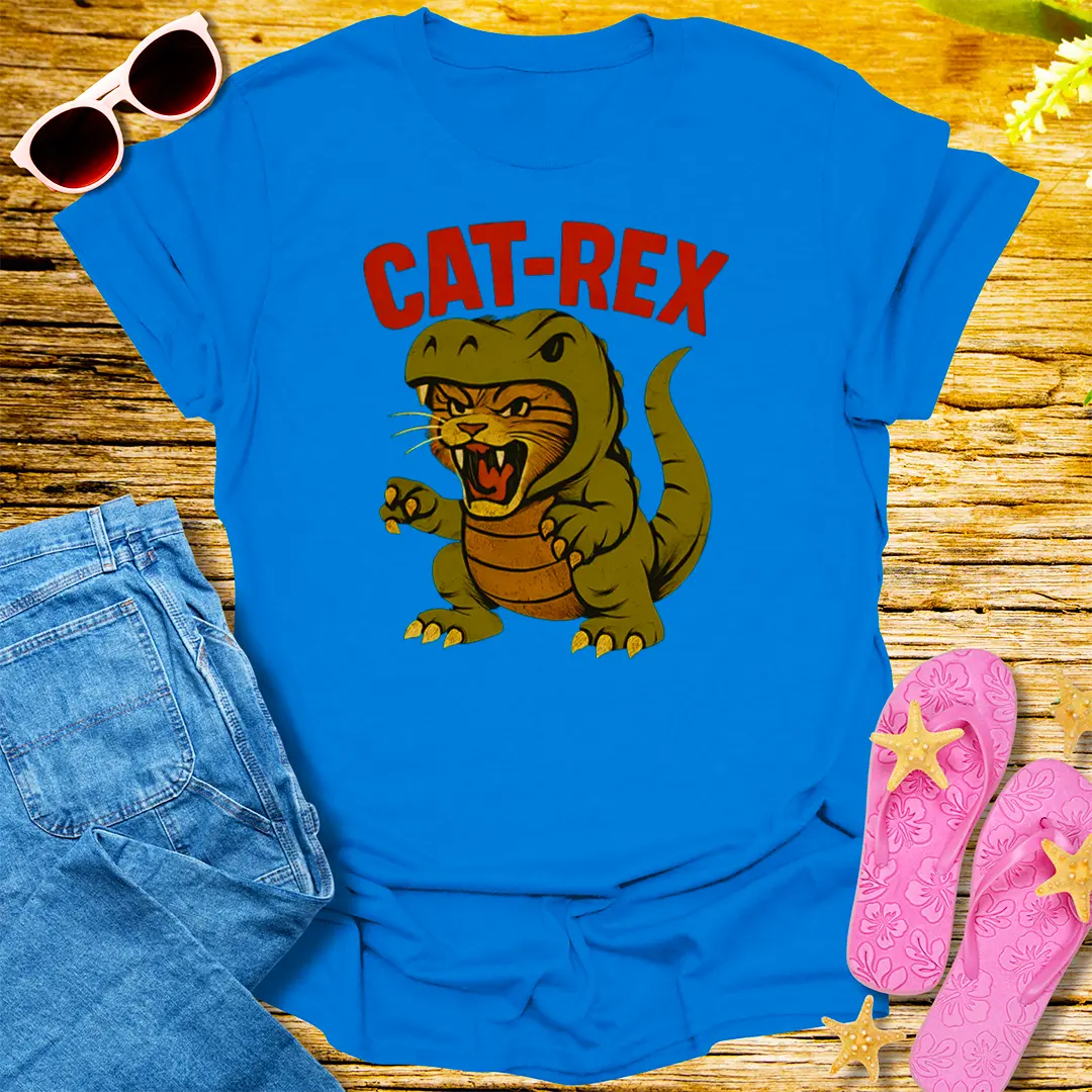 Cat-Rex Attack T-Shirt - Royal