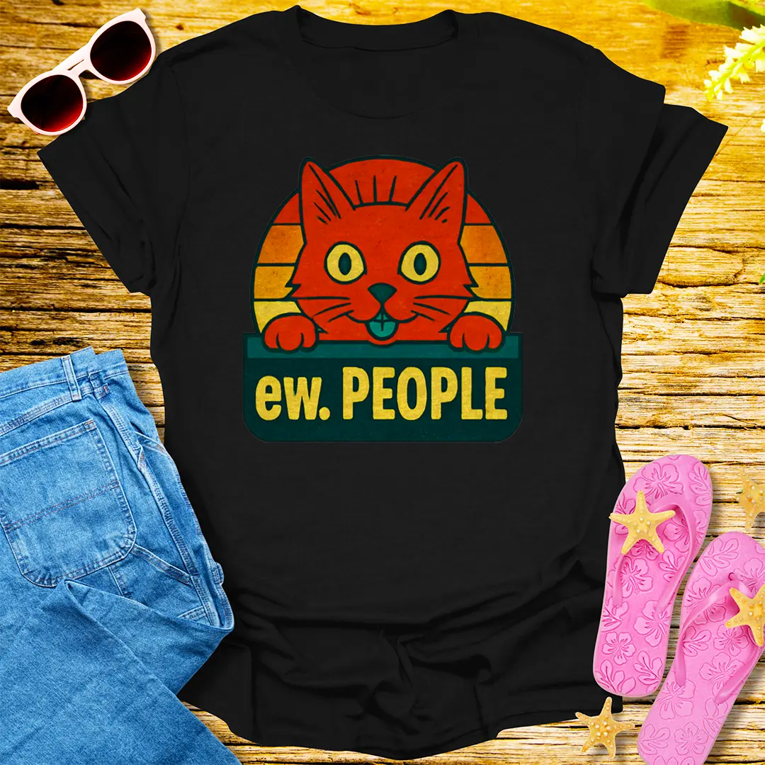 Ew People Cat T-Shirt - Black