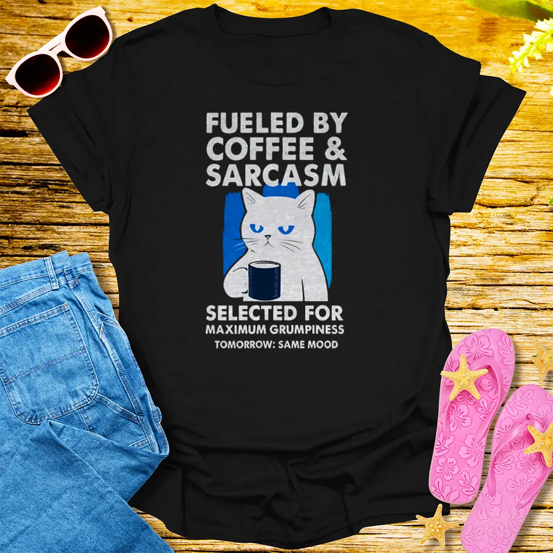 Fueled by Coffee & Sarcasm T-Shirt - Black