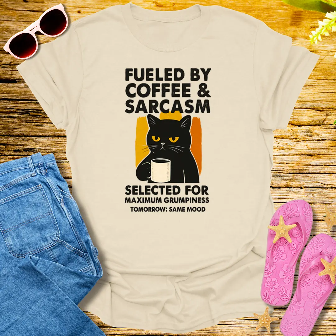 Fueled by Coffee & Sarcasm T-Shirt - Natural