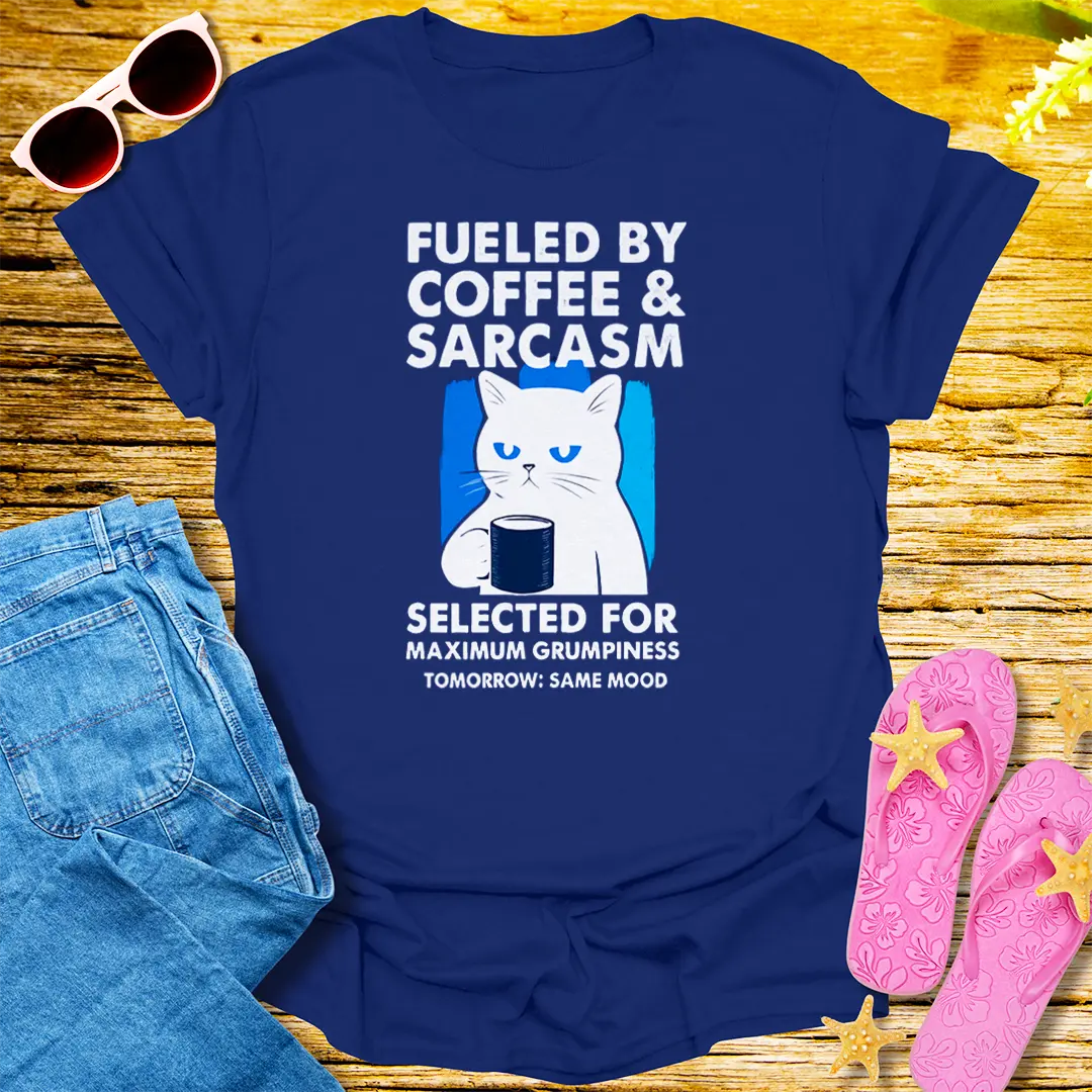 Fueled by Coffee & Sarcasm T-Shirt - Navy