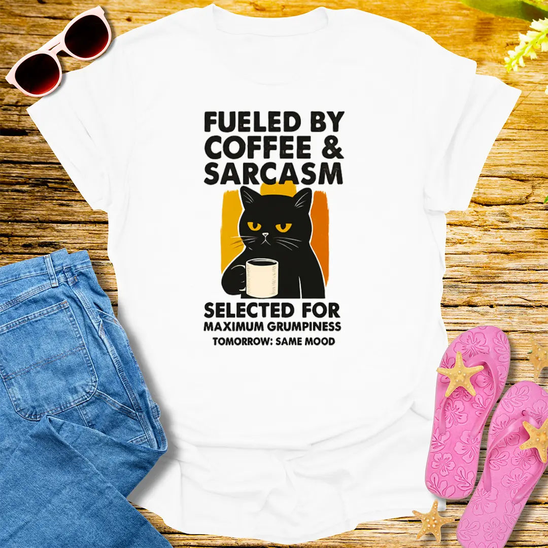 Fueled by Coffee & Sarcasm T-Shirt - White