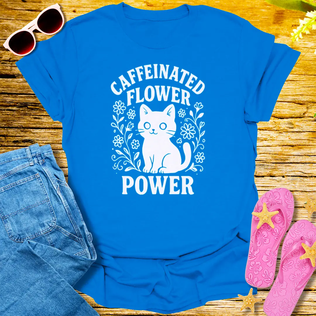 Caffeinated Flower Power T-Shirt - Royal
