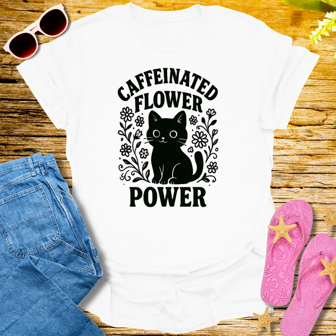 Caffeinated Flower Power T-Shirt - White