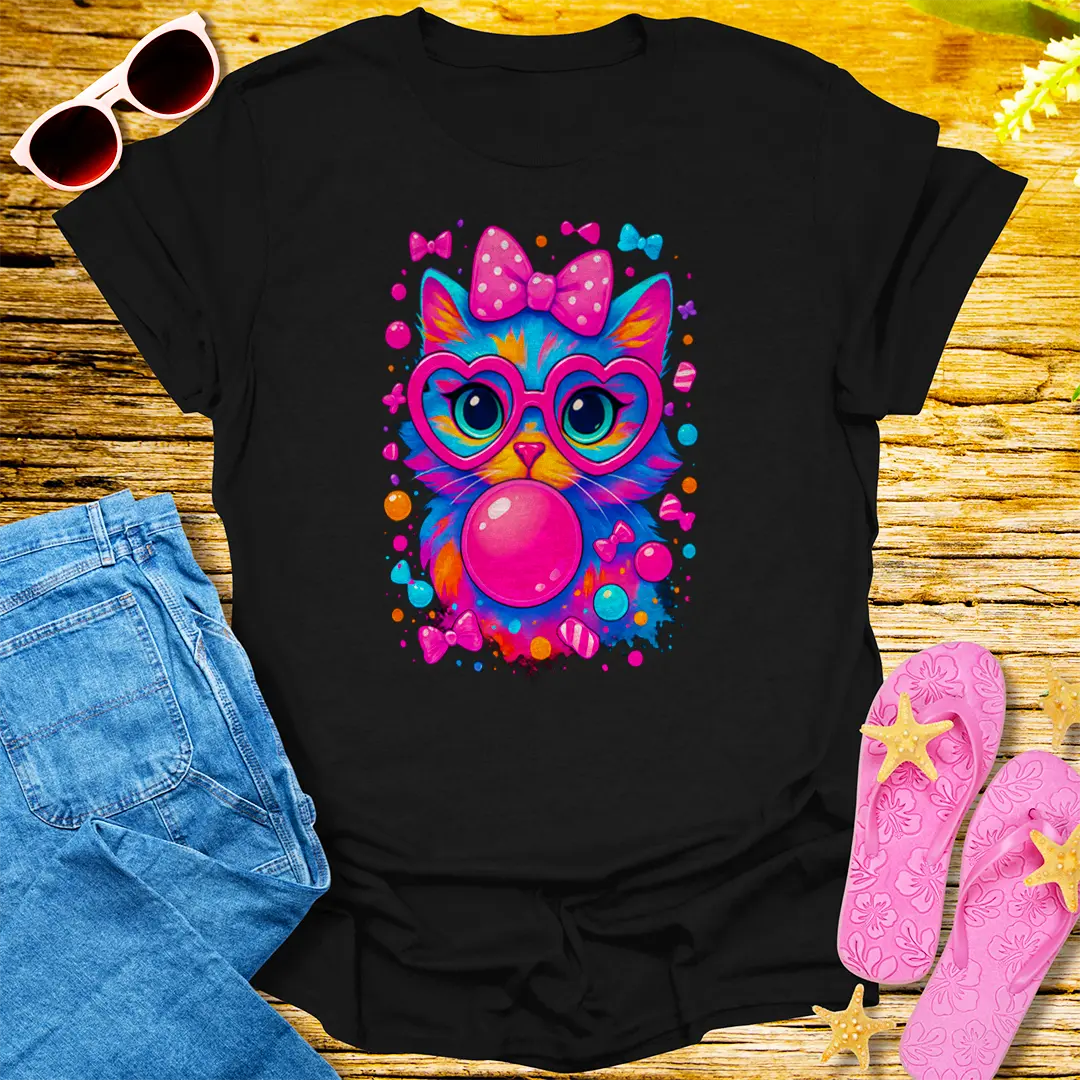 Bubblegum Kitty T-Shirt - Black