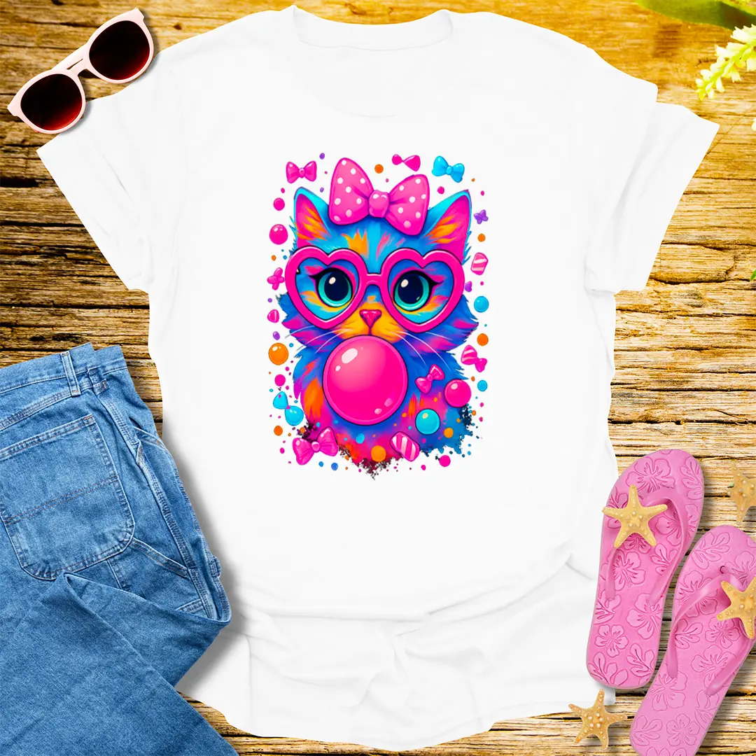 Bubblegum Kitty T-Shirt - White
