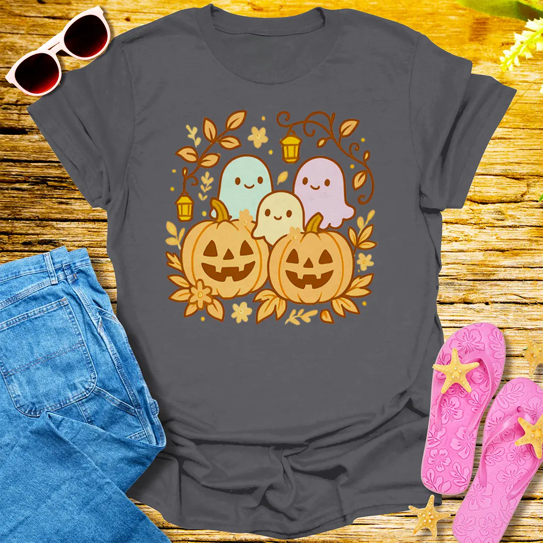Pumpkin Ghost Party T-Shirt - Charcoal