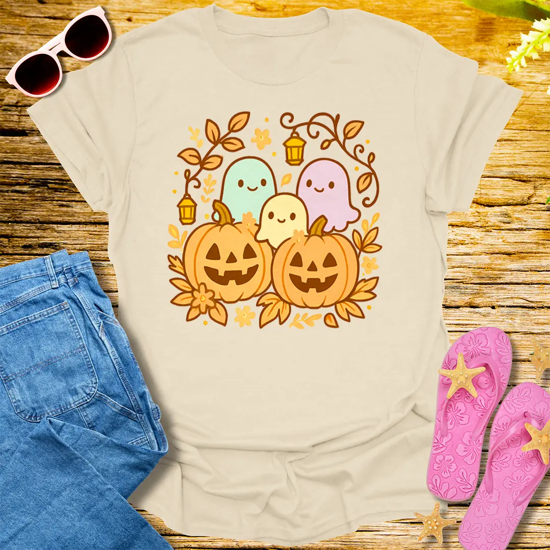 Pumpkin Ghost Party T-Shirt - Natural