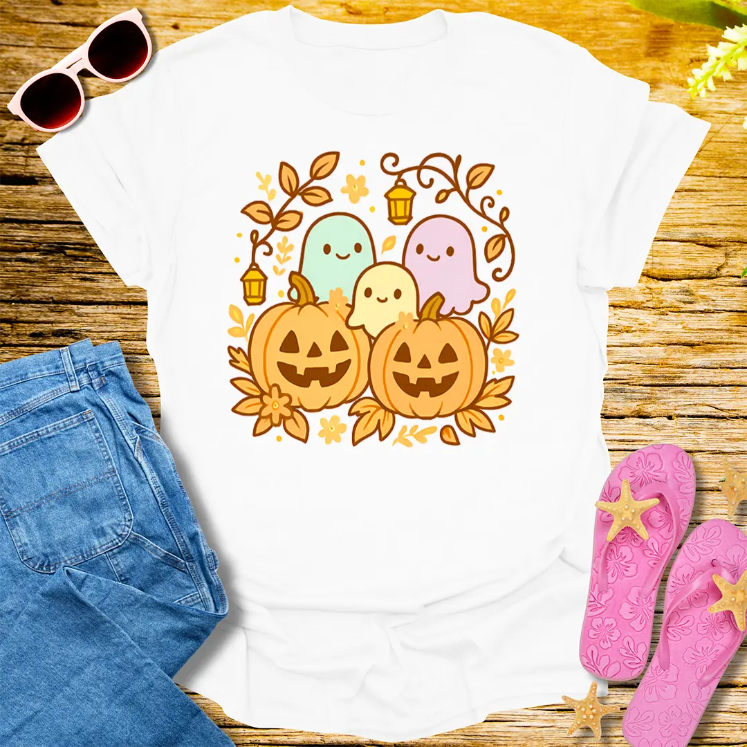 Pumpkin Ghost Party T-Shirt - White